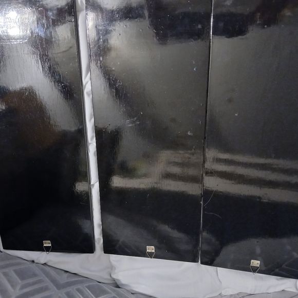 Fu lu Shou Vintage Chinese Black Lacquer Abalone shell Art - Picture 9 of 9